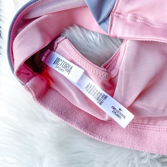 Victoria Secret Pink & Gray Sports Bra Criss Cross X Back M - Picture 3 of 3